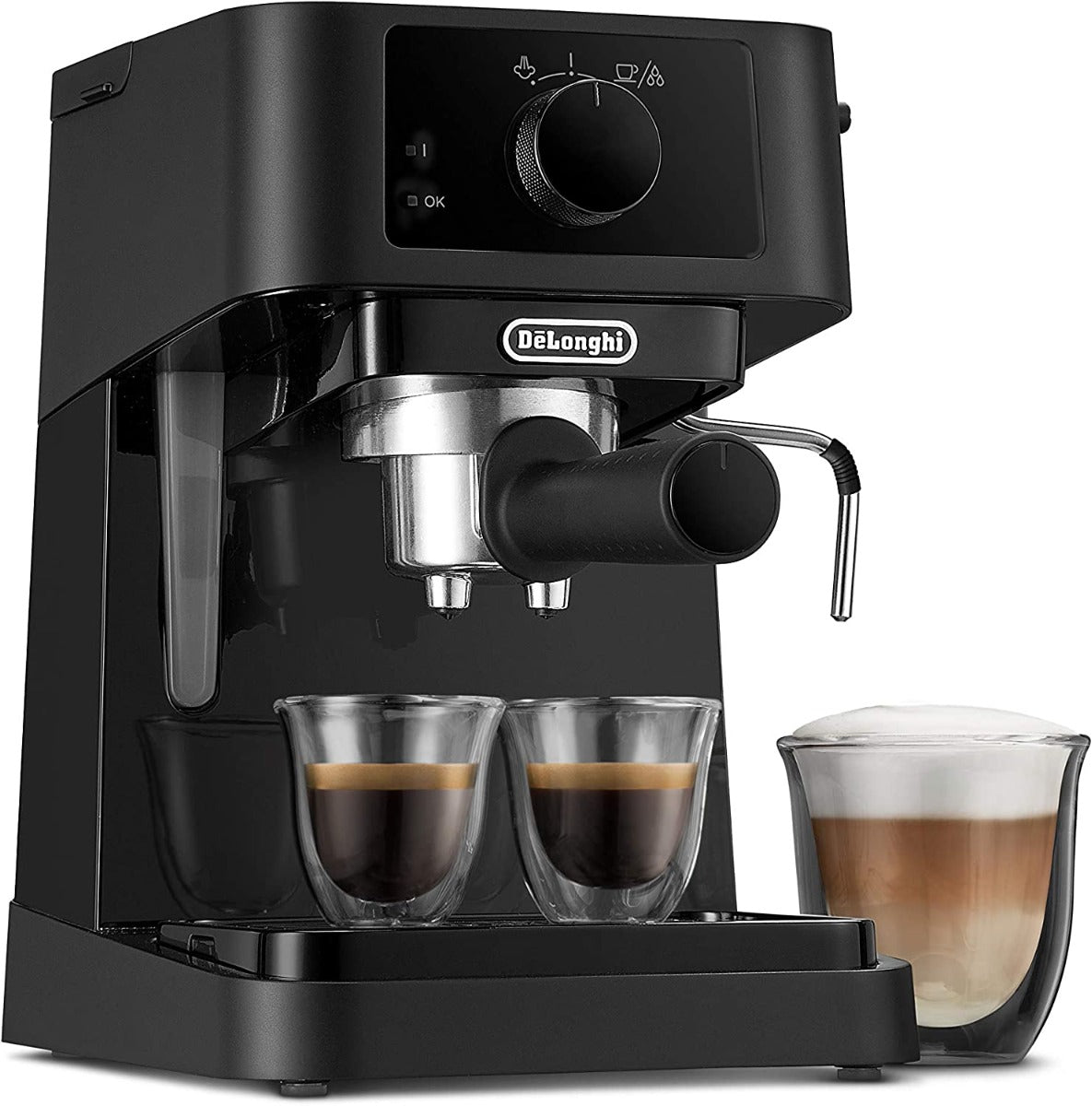 Delonghi 220 volt Expresso Cappuccino Barista Coffee Maker EC230BK 220v 240 volts 15 Bar with milk Frother 2 cup design